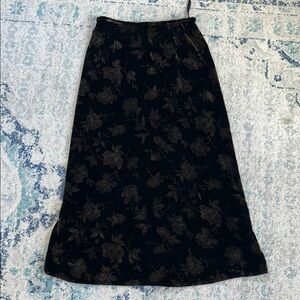 Velvet Black-Brown Floral Maxi Skirt